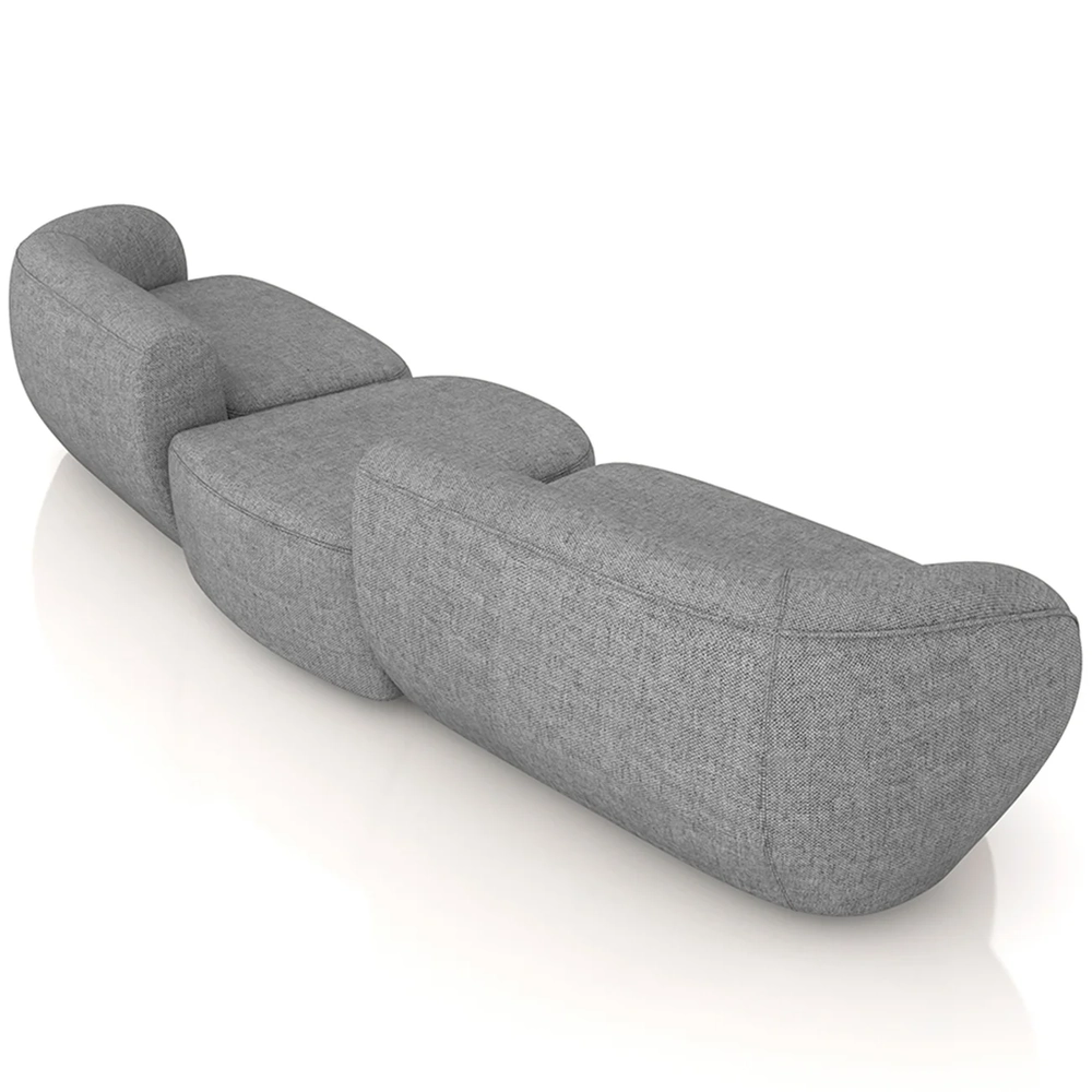 Sofá 5 Lugares Com Puff 342cm Orgânico Lyor Linho Cinza Z55 - Mpozenato