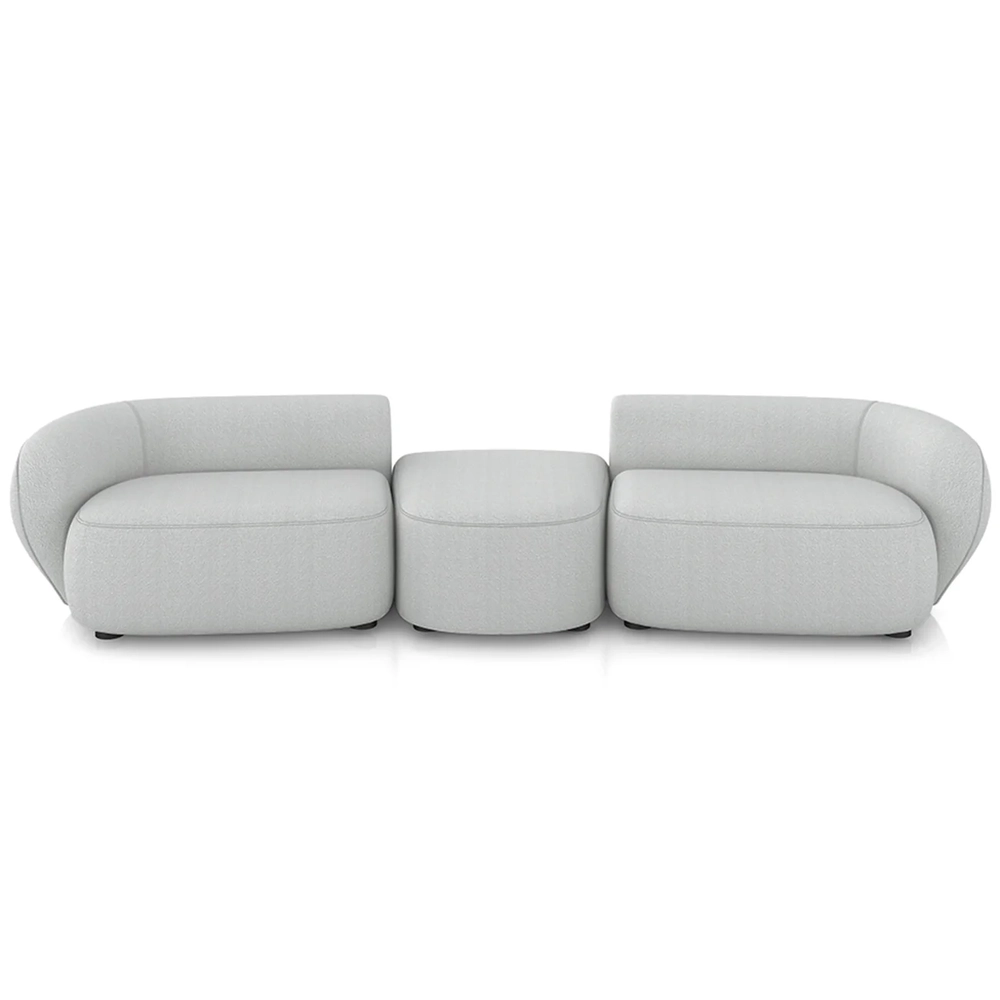 Sofá 5 Lugares Com Puff 382cm Orgânico Lyor Bouclê Cinza Z55 - Mpozenato