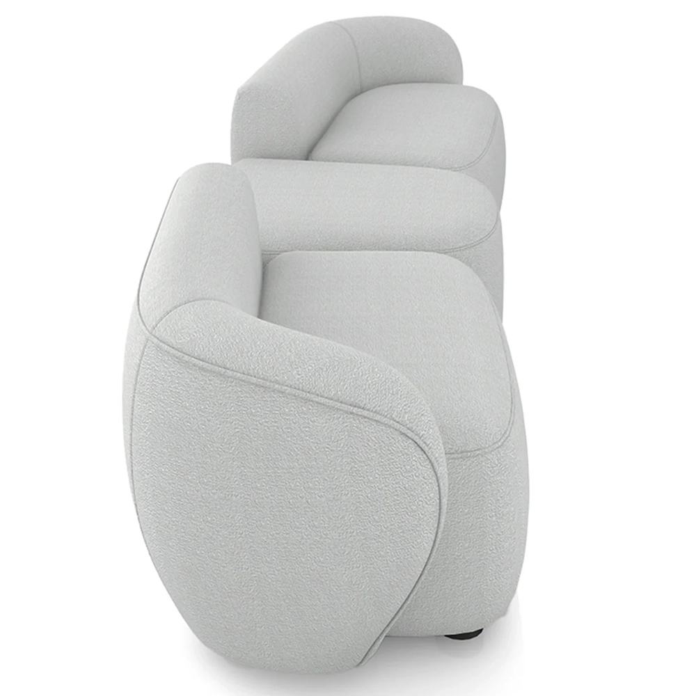 Sofá 5 Lugares Com Puff 342cm Orgânico Lyor Bouclê Cinza Z55 - Mpozenato