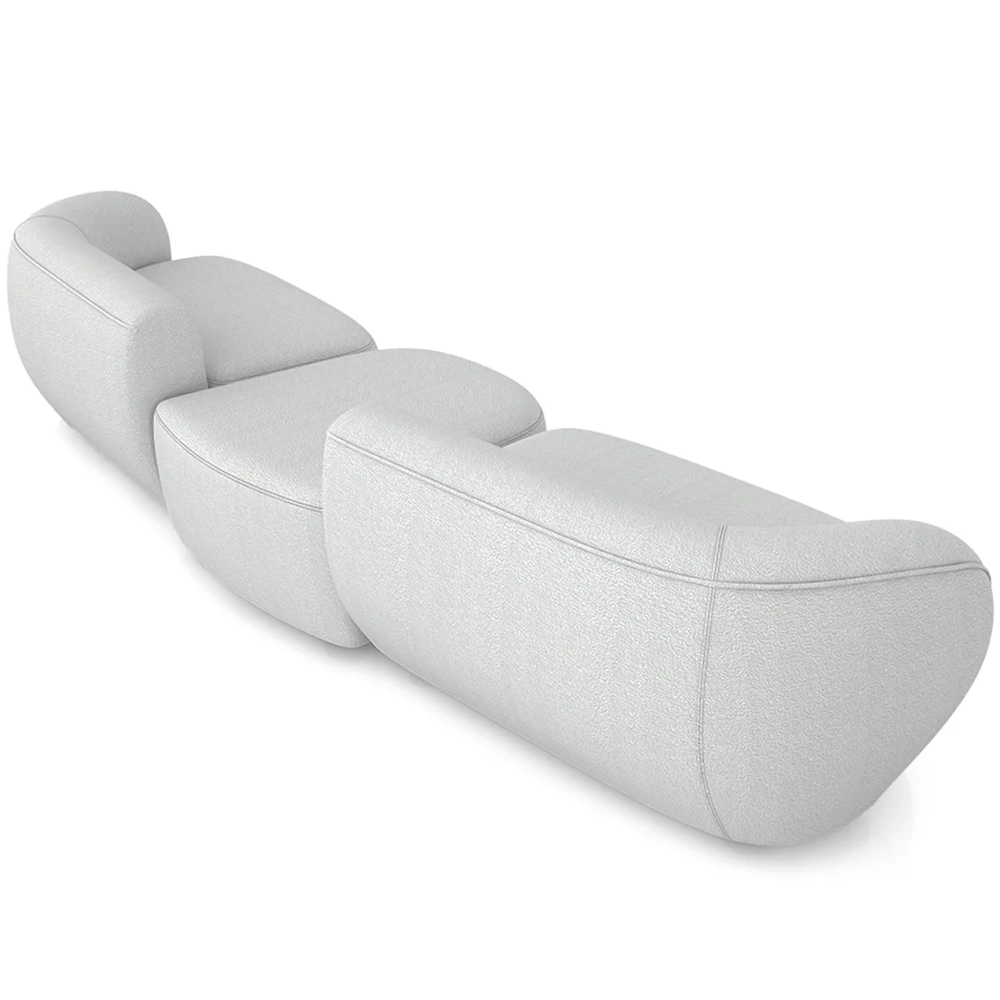 Sofá 5 Lugares Com Puff 362cm Orgânico Lyor Bouclê Cinza Z55 - Mpozenato