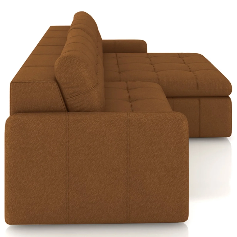 Sofá Retrátil 3 Lugares Para Sala 244cm Elios Couro Telha Z55 - Mpozenato