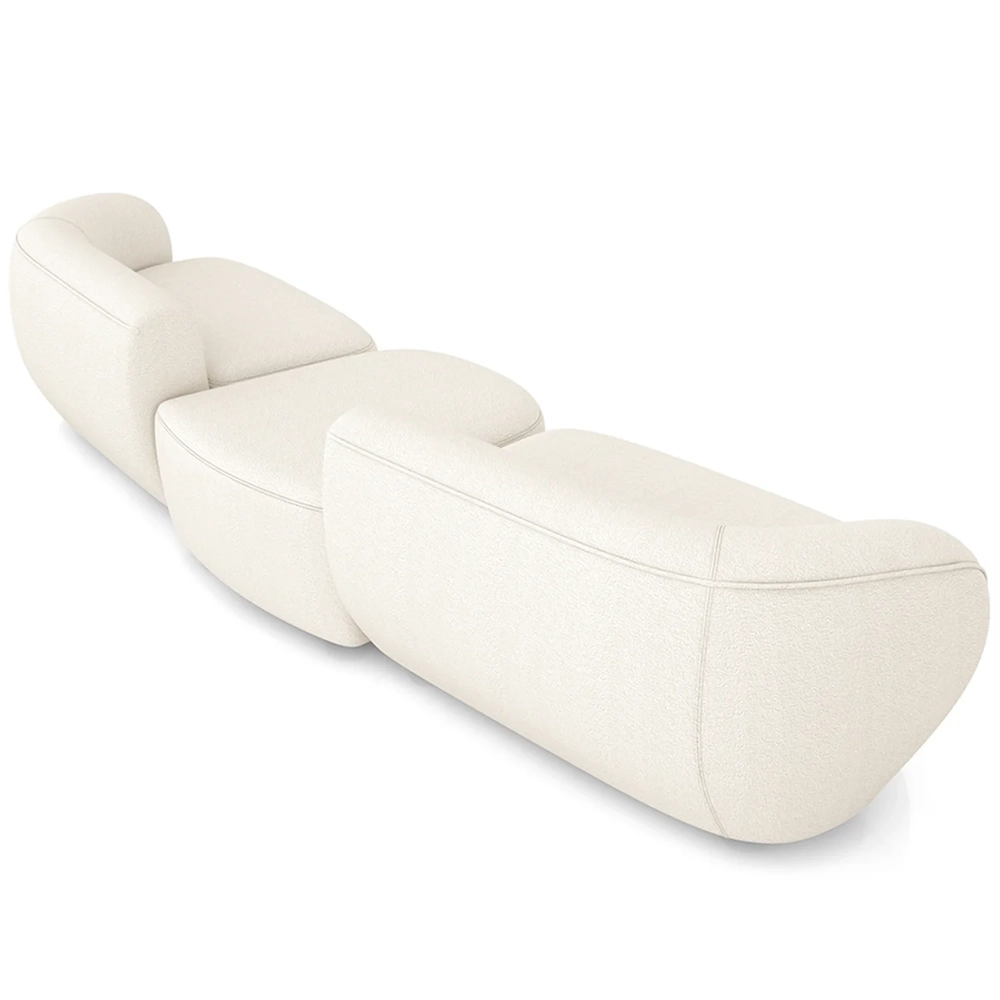 Sofá 5 Lugares Com Puff 382cm Orgânico Lyor Bouclê Cru Z55 - Mpozenato