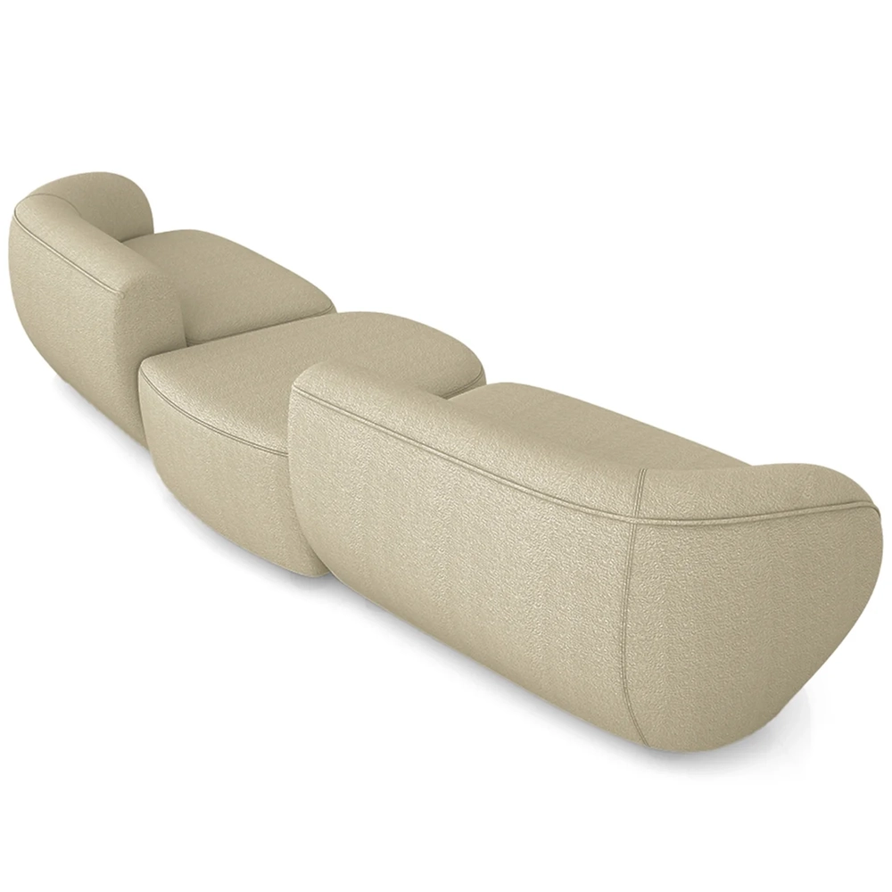 Sofá 4 Lugares Com Puff 322cm Orgânico Lyor Bouclê Bege Z55 - Mpozenato