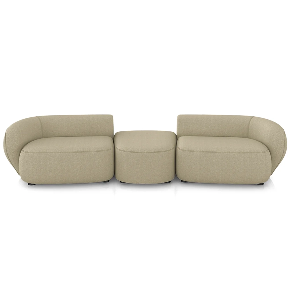 Sofá 4 Lugares Com Puff 302cm Orgânico Lyor Bouclê Bege Z55 - Mpozenato