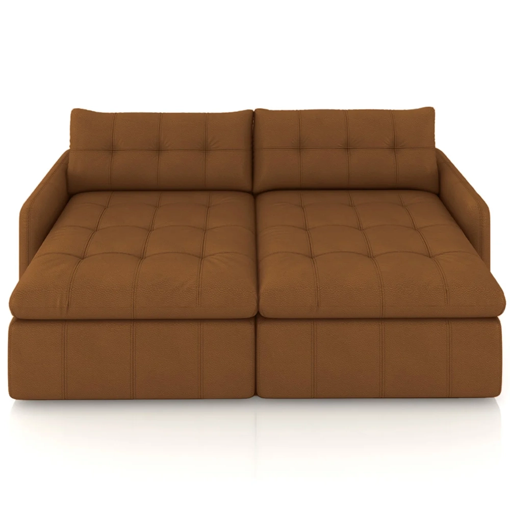 Sofá Retrátil 3 Lugares Para Sala 224cm Elios Couro Telha Z55 - Mpozenato