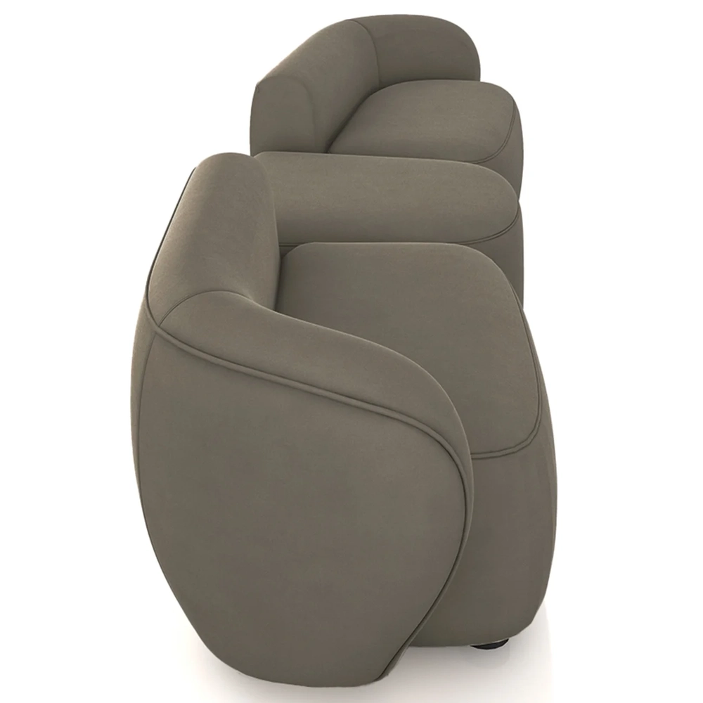 Sofá 4 Lugares Com Puff 302cm Orgânico Lyor Veludo Marrom Z55 - Mpozenato