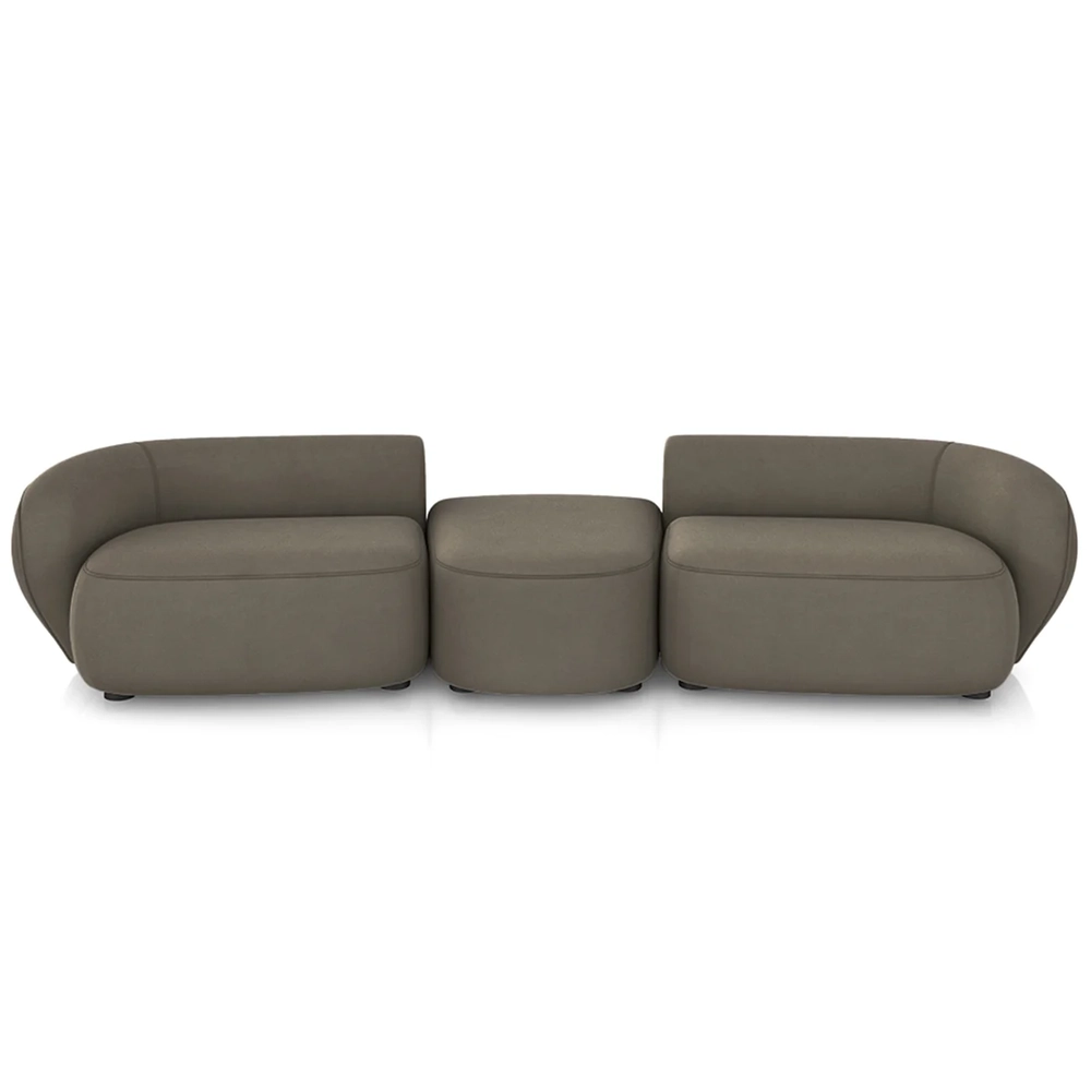 Sofá 4 Lugares Com Puff 302cm Orgânico Lyor Veludo Marrom Z55 - Mpozenato