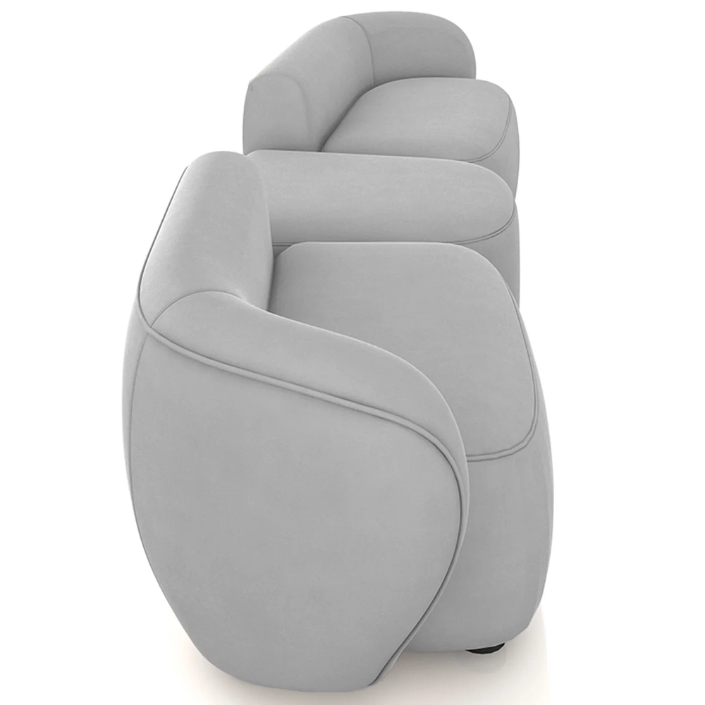 Sofá 4 Lugares Com Puff 302cm Orgânico Lyor Veludo Cinza Z55 - Mpozenato