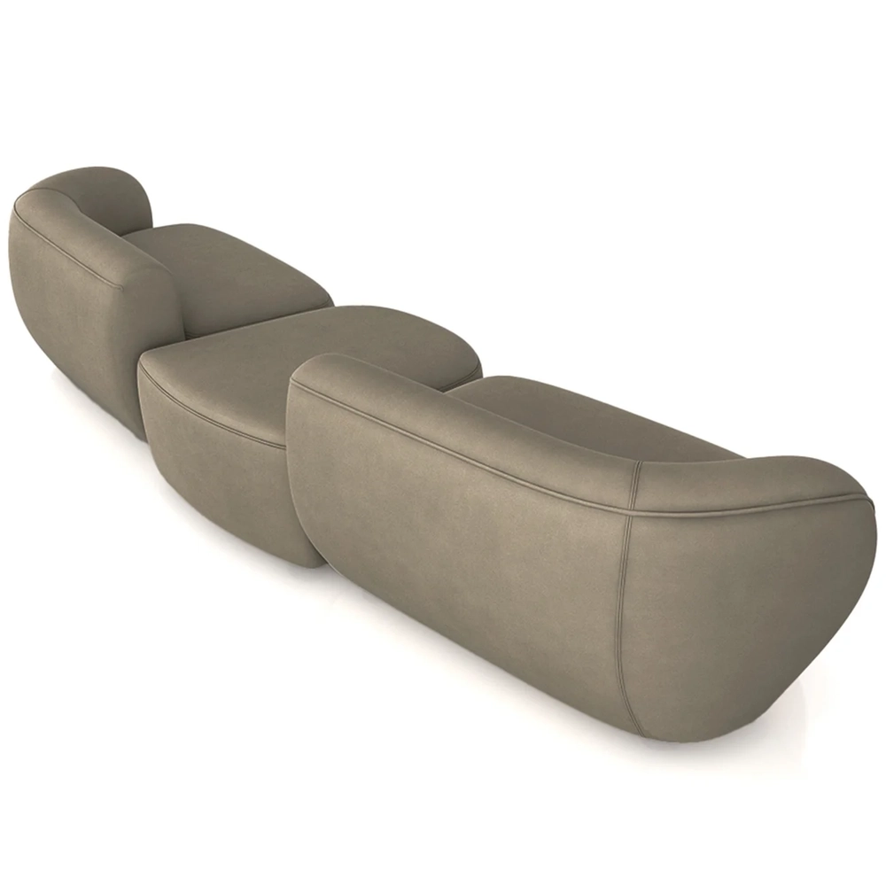 Sofá 5 Lugares Com Puff 382cm Orgânico Lyor Veludo Marrom Z55 - Mpozenato