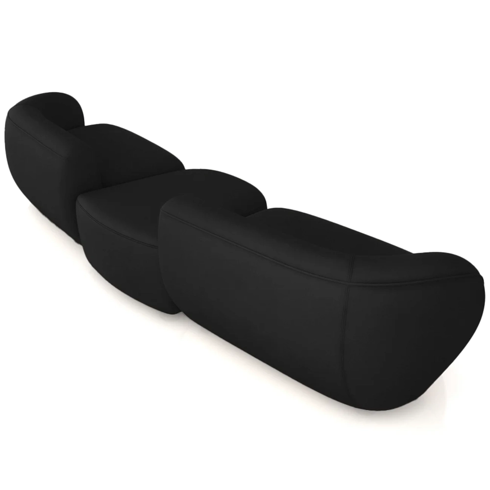 Sofá 4 Lugares Com Puff 322cm Orgânico Lyor Veludo Preto Z55 - Mpozenato