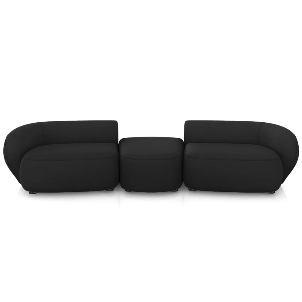 Sofá 4 Lugares Com Puff 322cm Orgânico Lyor Veludo Preto Z55 - Mpozenato