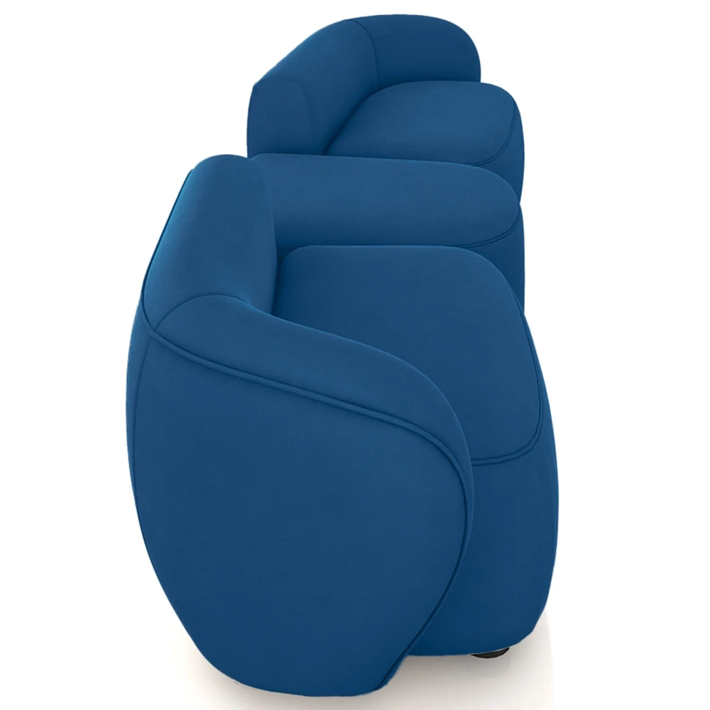 Sofá 4 Lugares Com Puff 322cm Orgânico Lyor Veludo Azul Z55 - Mpozenato