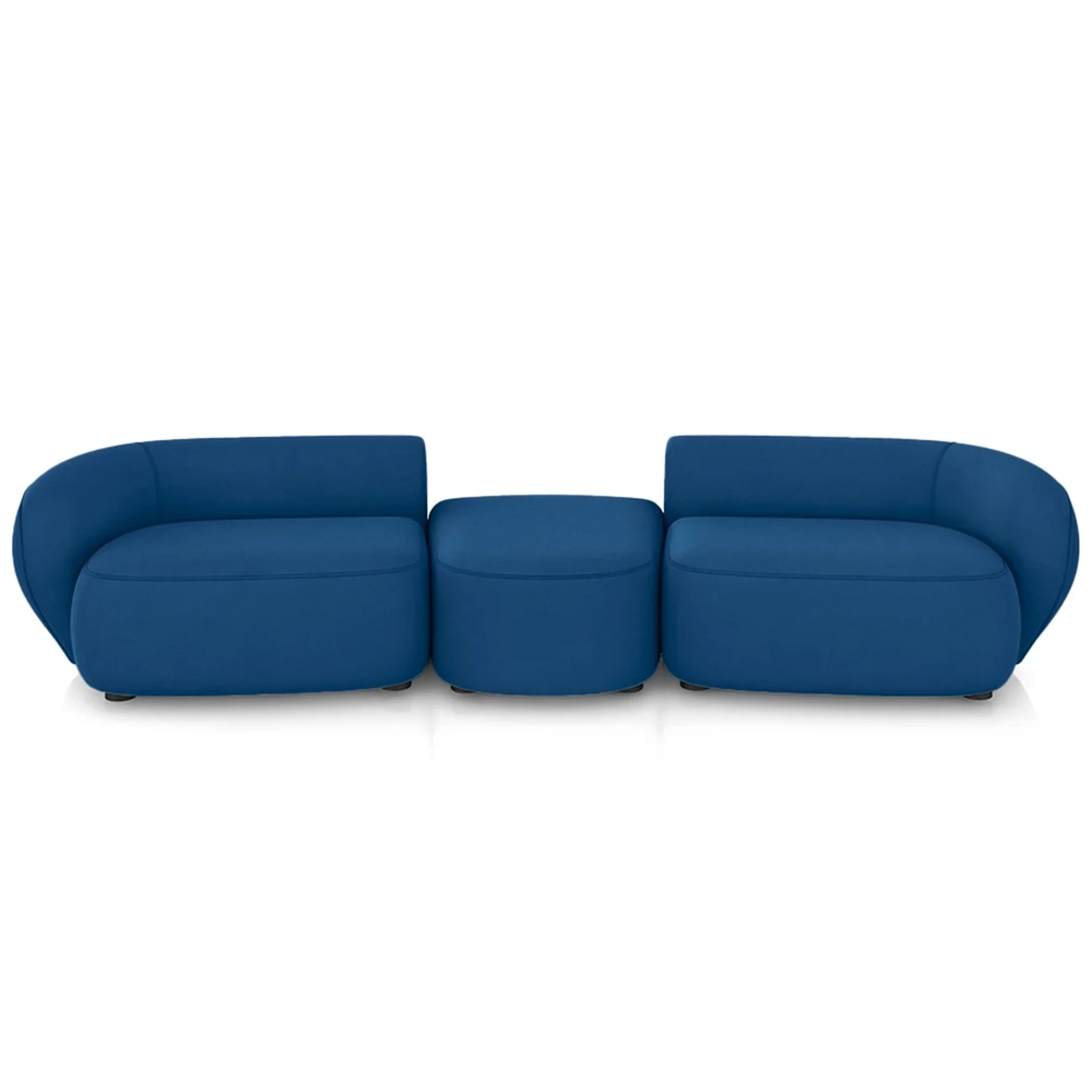 Sofá 5 Lugares Com Puff 362cm Orgânico Lyor Veludo Azul Z55 - Mpozenato