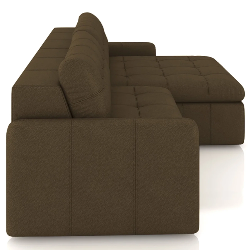 Sofá Retrátil 3 Lugares Para Sala 204cm Elios Couro Capuccino Z55 - Mpozenato