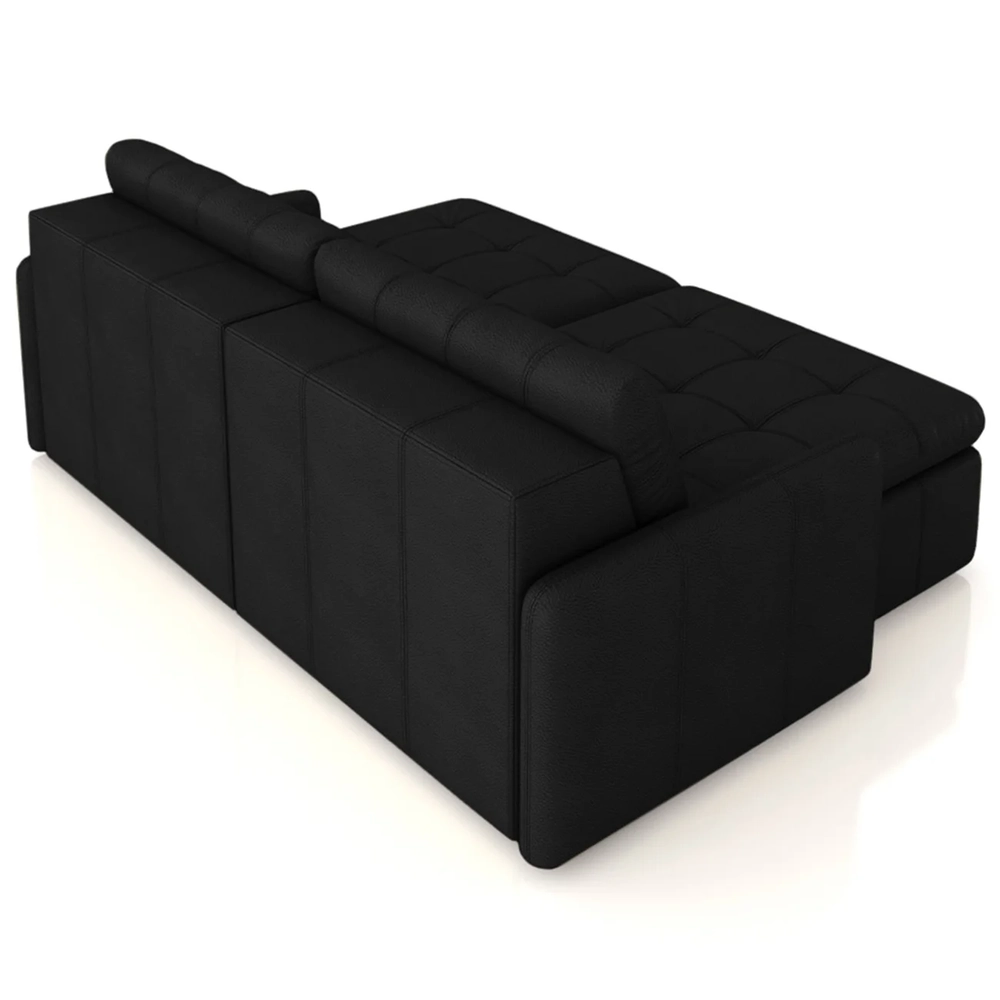 Sofá Retrátil 3 Lugares Para Sala 244cm Elios Couro Preto Z55 - Mpozenato