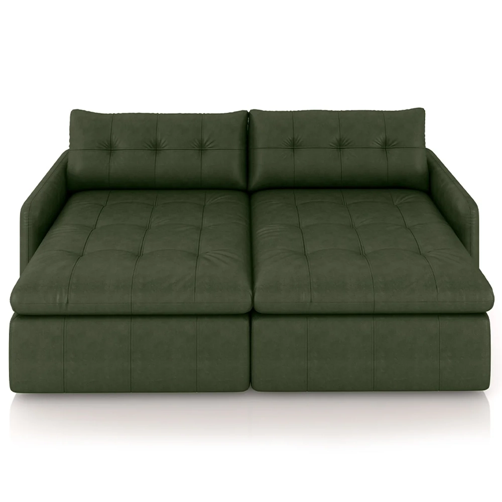 Sofá Retrátil 3 Lugares Para Sala 224cm Elios Couro Verde Z55 - Mpozenato