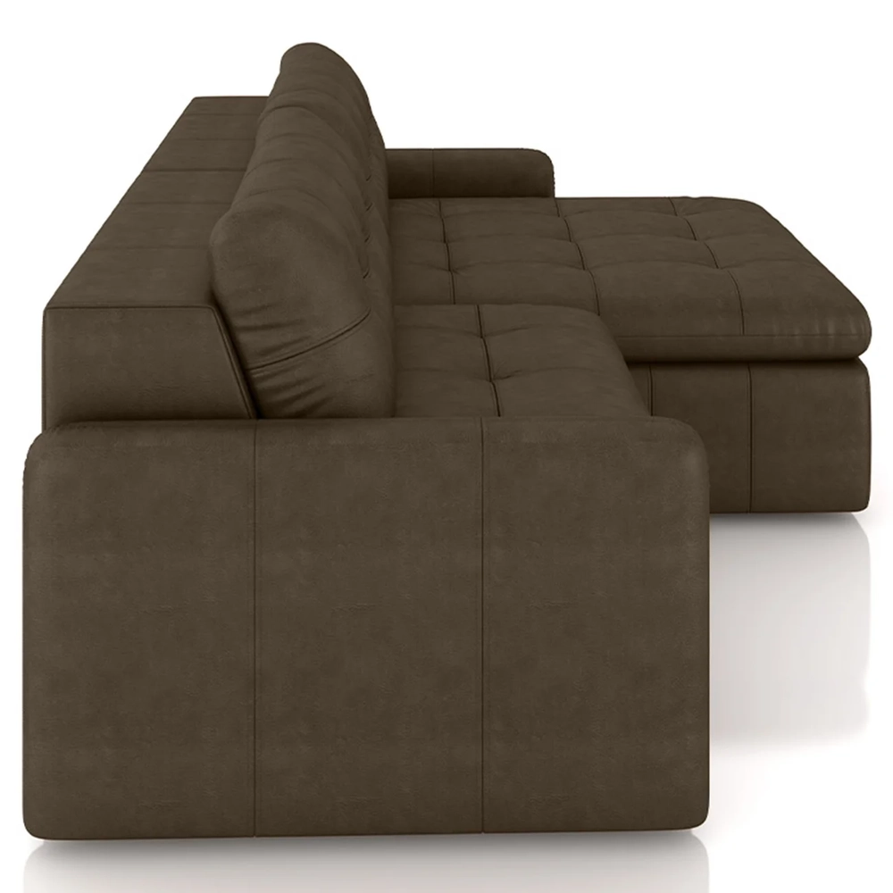 Sofá Retrátil 4 Lugares Para Sala 264cm Elios Couro Castanho Z55 - Mpozenato