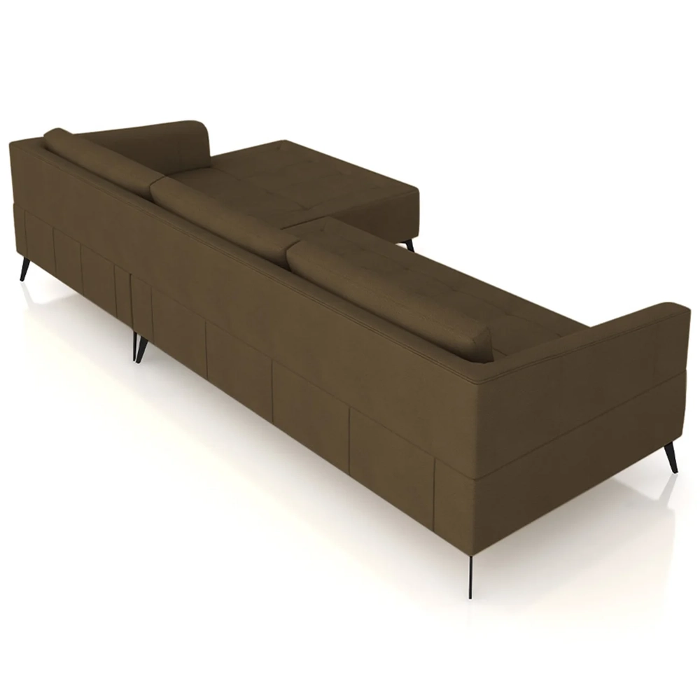 Sofá 4 Lugares 286cm Com Chaise Direito Eko Couro Capuccino Z55 - Mpozenato