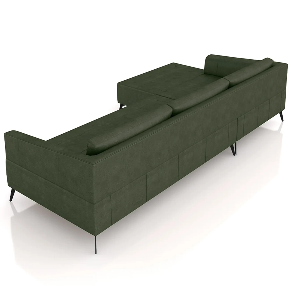 Sofá 4 Lugares 306cm Com Chaise Esquerdo Eko Couro Verde Z55 - Mpozenato