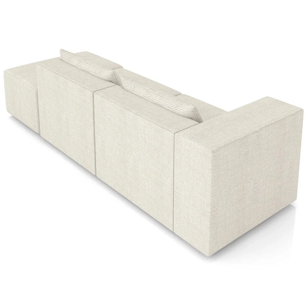 Sofá 4 Lugares 323cm Com Puff Direito Fay Linho Cru Z55 - Mpozenato