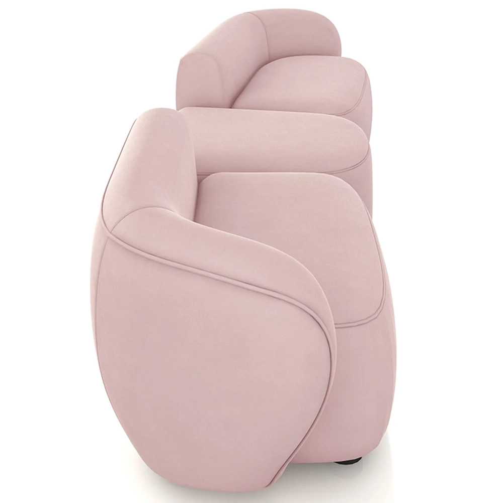 Sofá 5 Lugares Com Puff 342cm Orgânico Lyor Veludo Rose Z55 - Mpozenato