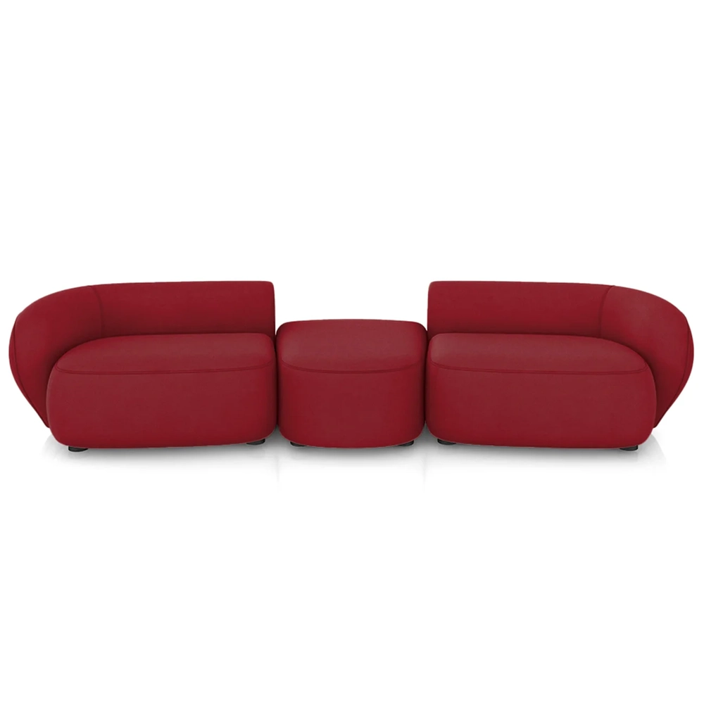 Sofá 5 Lugares Com Puff 362cm Orgânico Lyor Veludo Bordo Z55 - Mpozenato