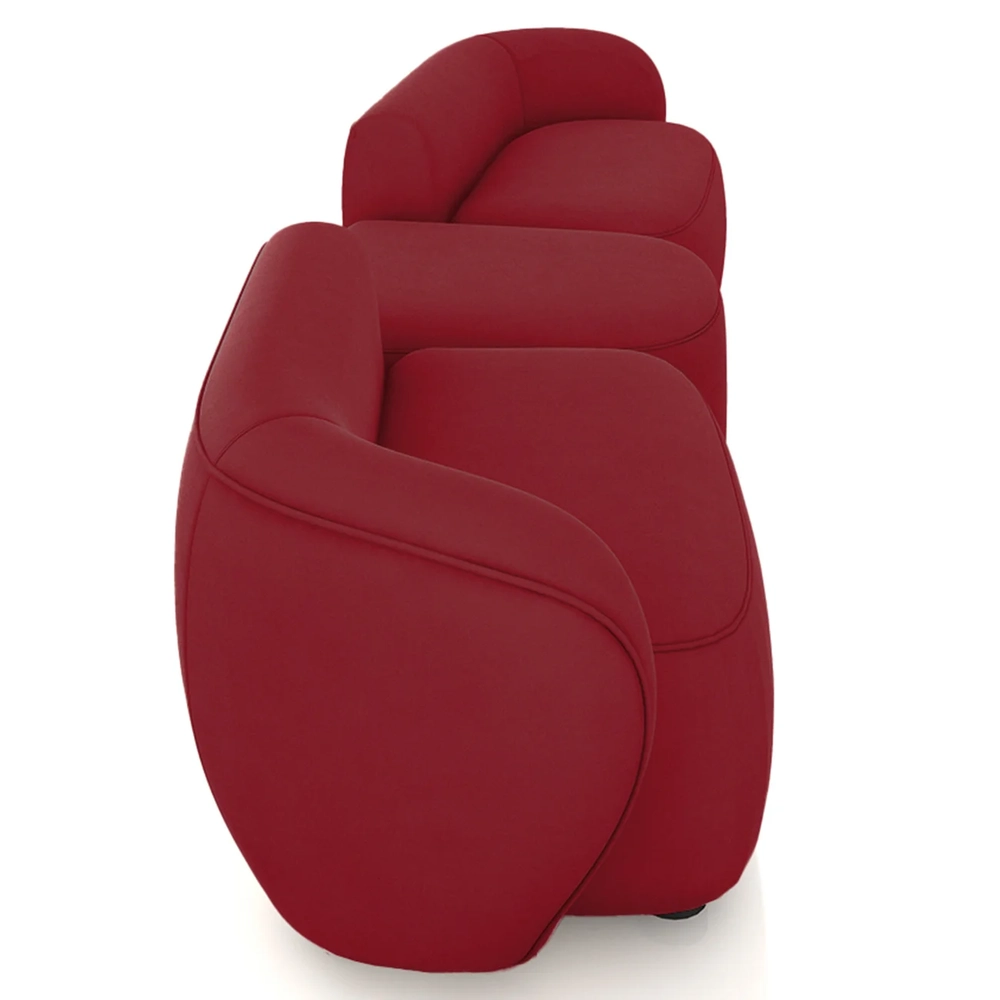 Sofá 5 Lugares Com Puff 362cm Orgânico Lyor Veludo Bordo Z55 - Mpozenato