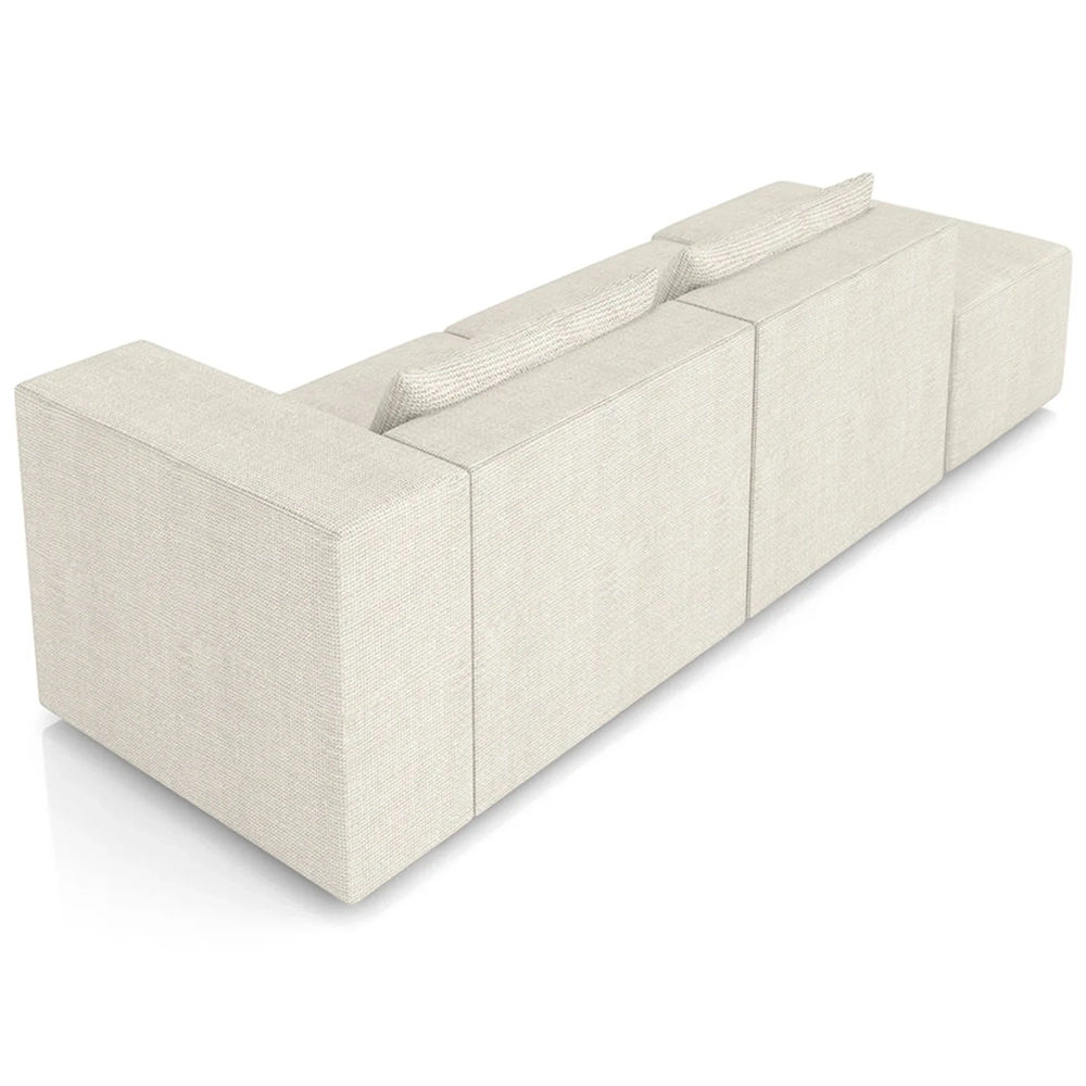 Sofá 4 Lugares 303cm Com Puff Esquerdo Fay Linho Cru Z55 - Mpozenato