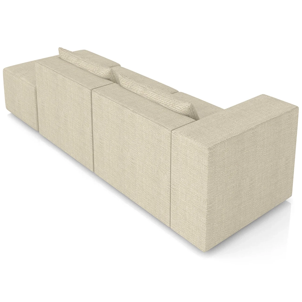 Sofá 4 Lugares 323cm Com Puff Direito Fay Linho Bege Z55 - Mpozenato