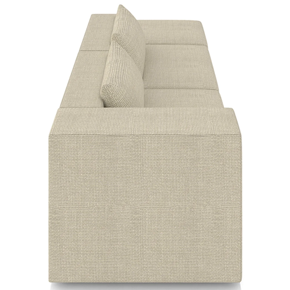 Sofá 4 Lugares 303cm Com Puff Direito Fay Linho Bege Z55 - Mpozenato