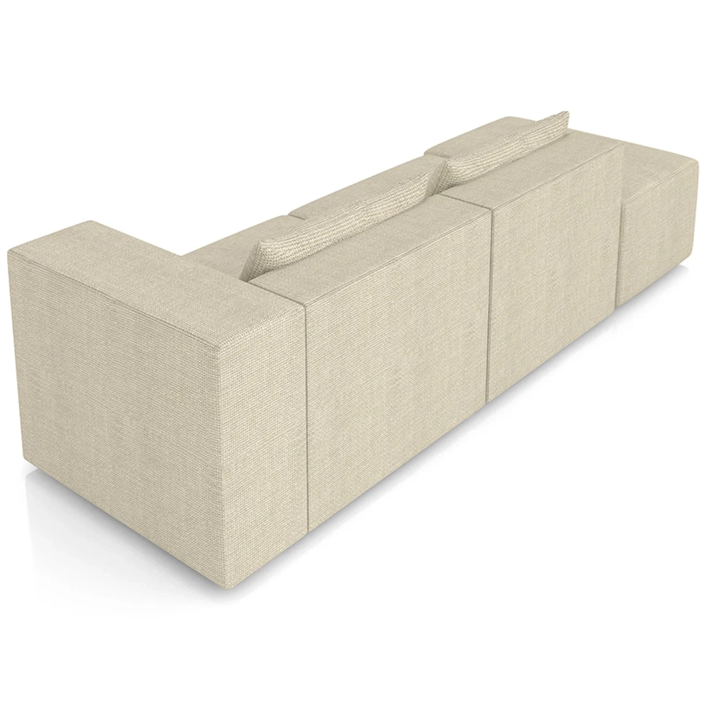 Sofá 5 Lugares 343cm Com Puff Esquerdo Fay Linho Bege Z55 - Mpozenato