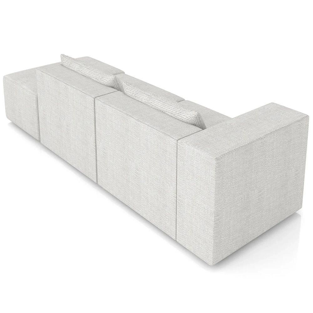 Sofá 4 Lugares 303cm Com Puff Direito Fay Linho Gelo Z55 - Mpozenato