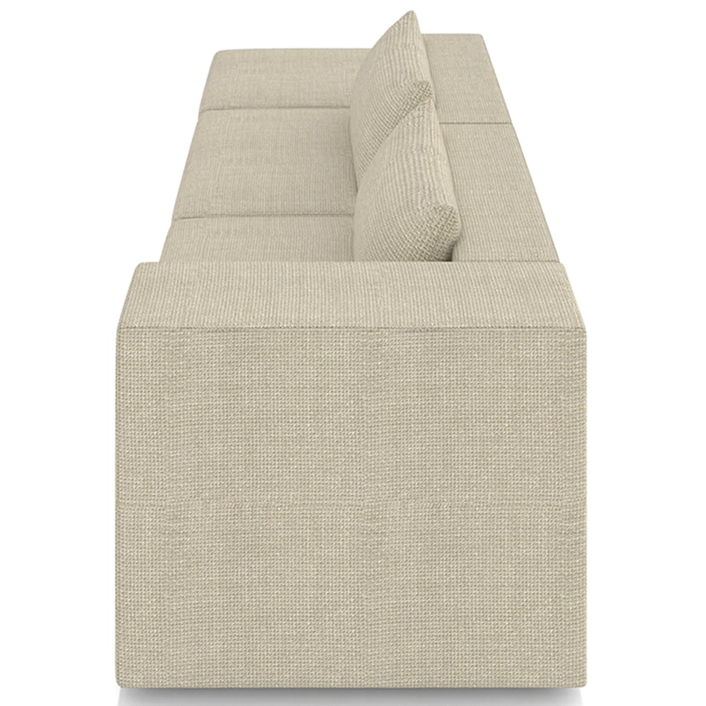 Sofá 5 Lugares 363cm Com Puff Esquerdo Fay Linho Bege Z55 - Mpozenato