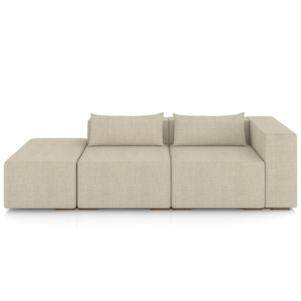 Sofá 5 Lugares 363cm Com Puff Esquerdo Fay Linho Bege Z55 - Mpozenato