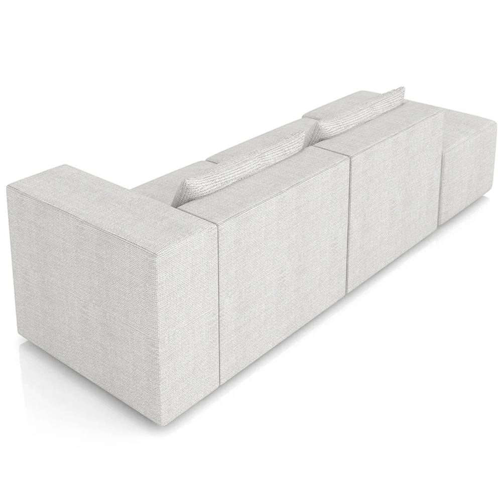 Sofá 5 Lugares 343cm Com Puff Esquerdo Fay Linho Gelo Z55 - Mpozenato