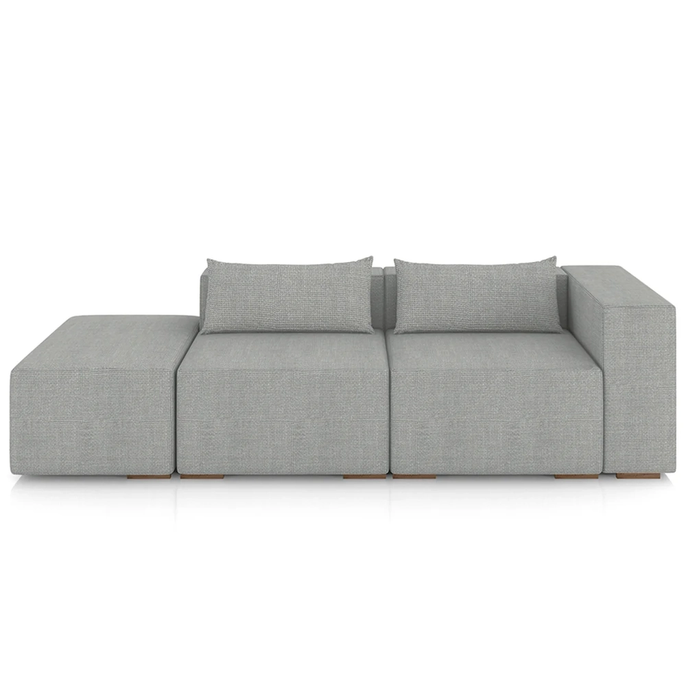 Sofá 5 Lugares 343cm Com Puff Esquerdo Fay Linho Cinza Z55 - Mpozenato