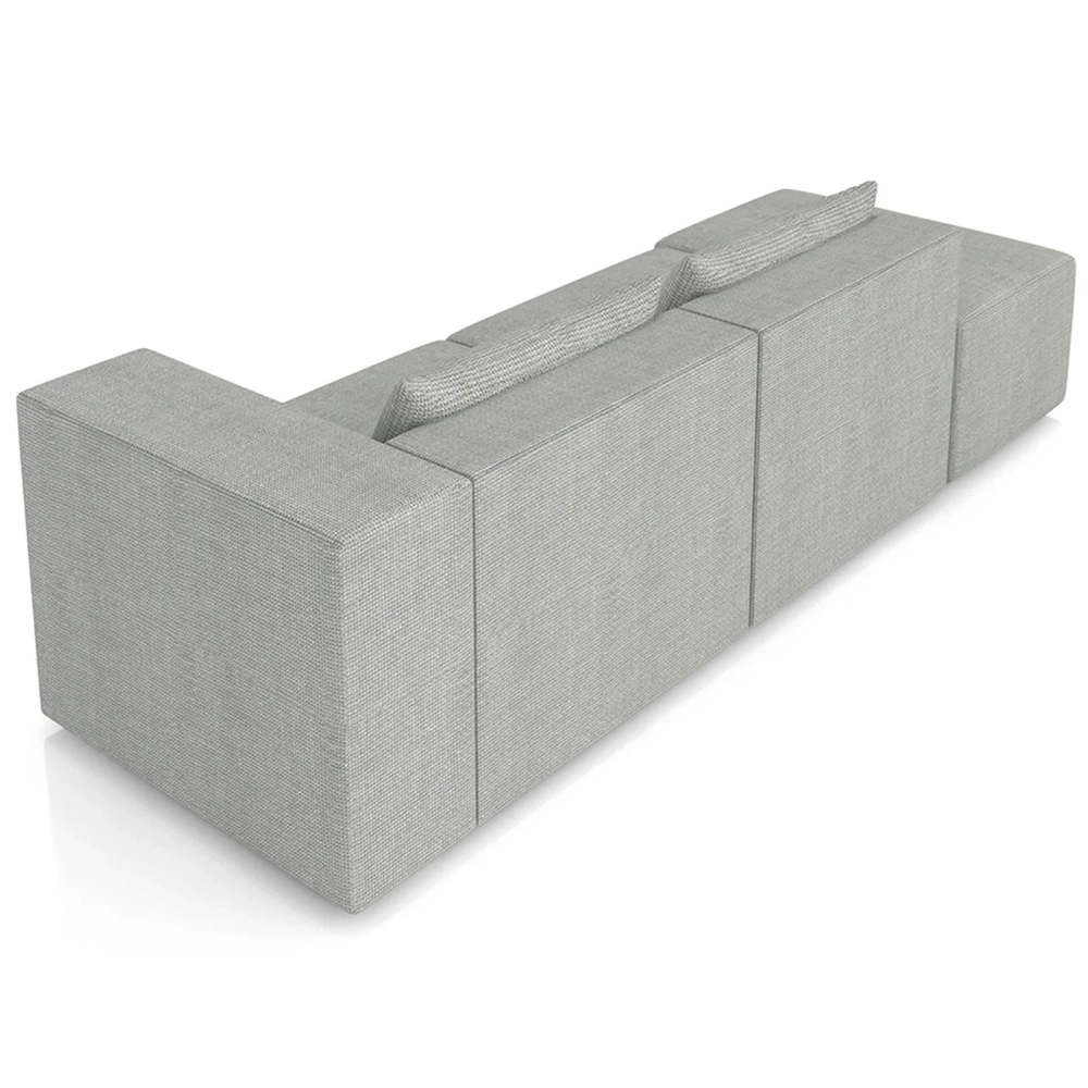 Sofá 5 Lugares 343cm Com Puff Esquerdo Fay Linho Cinza Z55 - Mpozenato