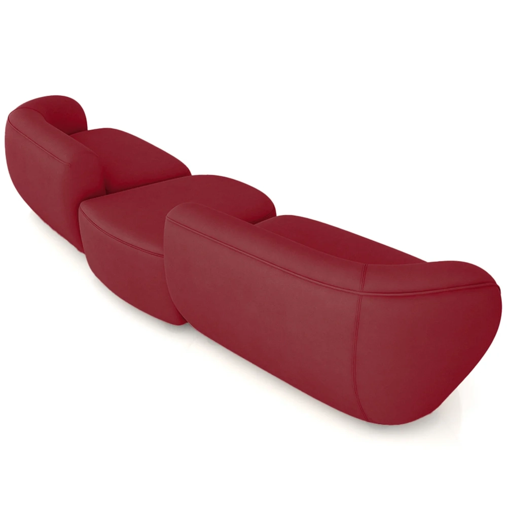 Sofá 4 Lugares Com Puff 322cm Orgânico Lyor Veludo Bordo Z55 - Mpozenato