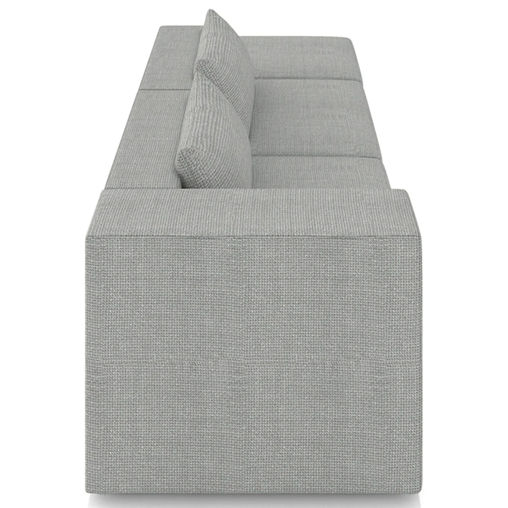 Sofá 5 Lugares 363cm Com Puff Direito Fay Linho Cinza Z55 - Mpozenato