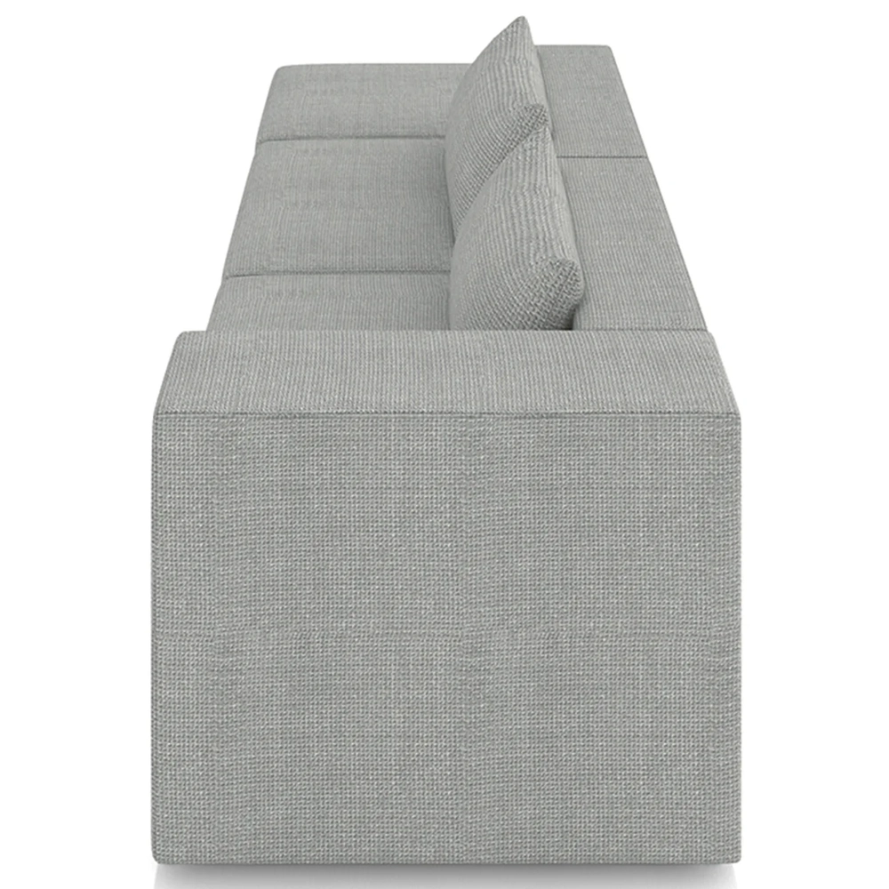 Sofá 5 Lugares 363cm Com Puff Esquerdo Fay Linho Cinza Z55 - Mpozenato