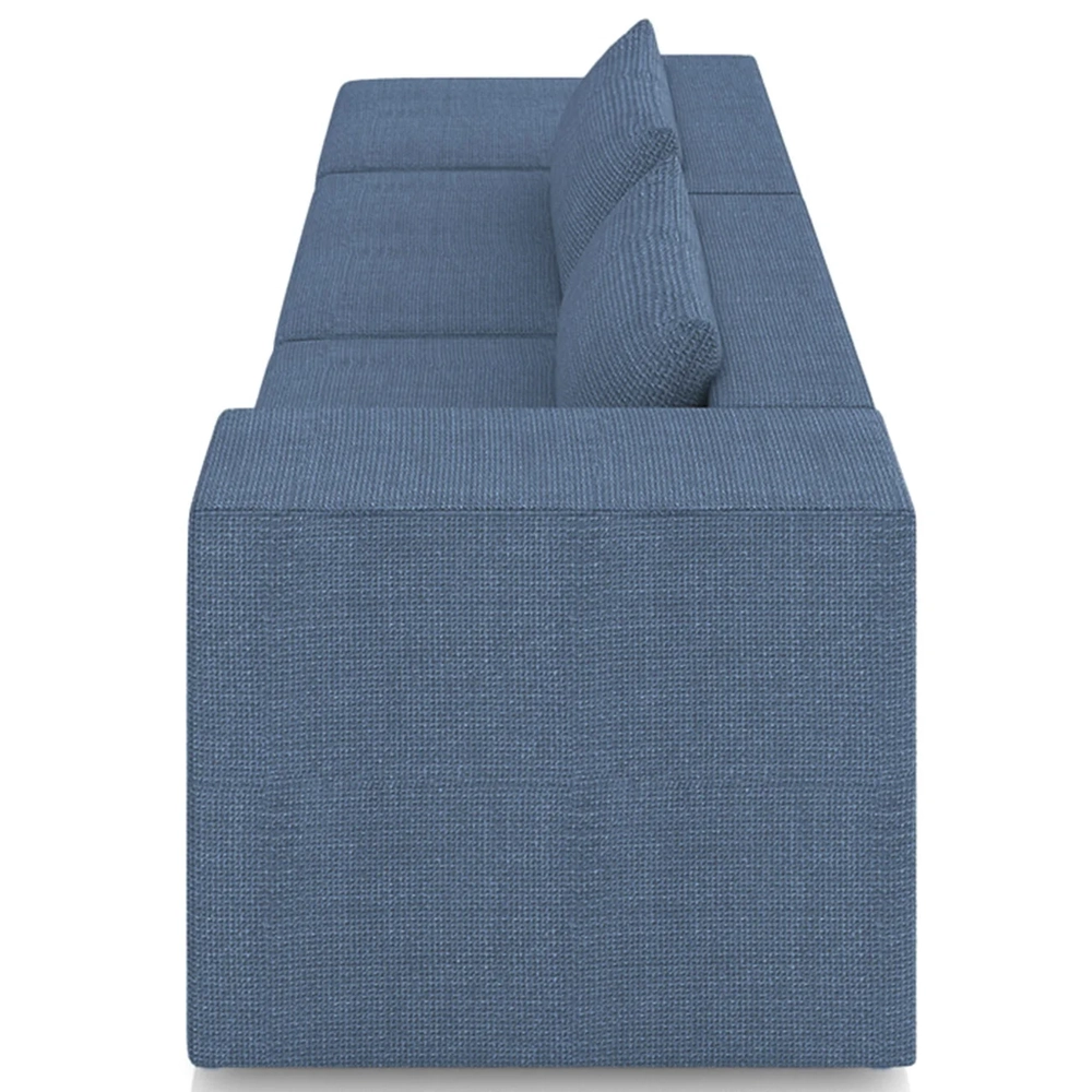 Sofá 4 Lugares 323cm Com Puff Esquerdo Fay Linho Azul Z55 - Mpozenato