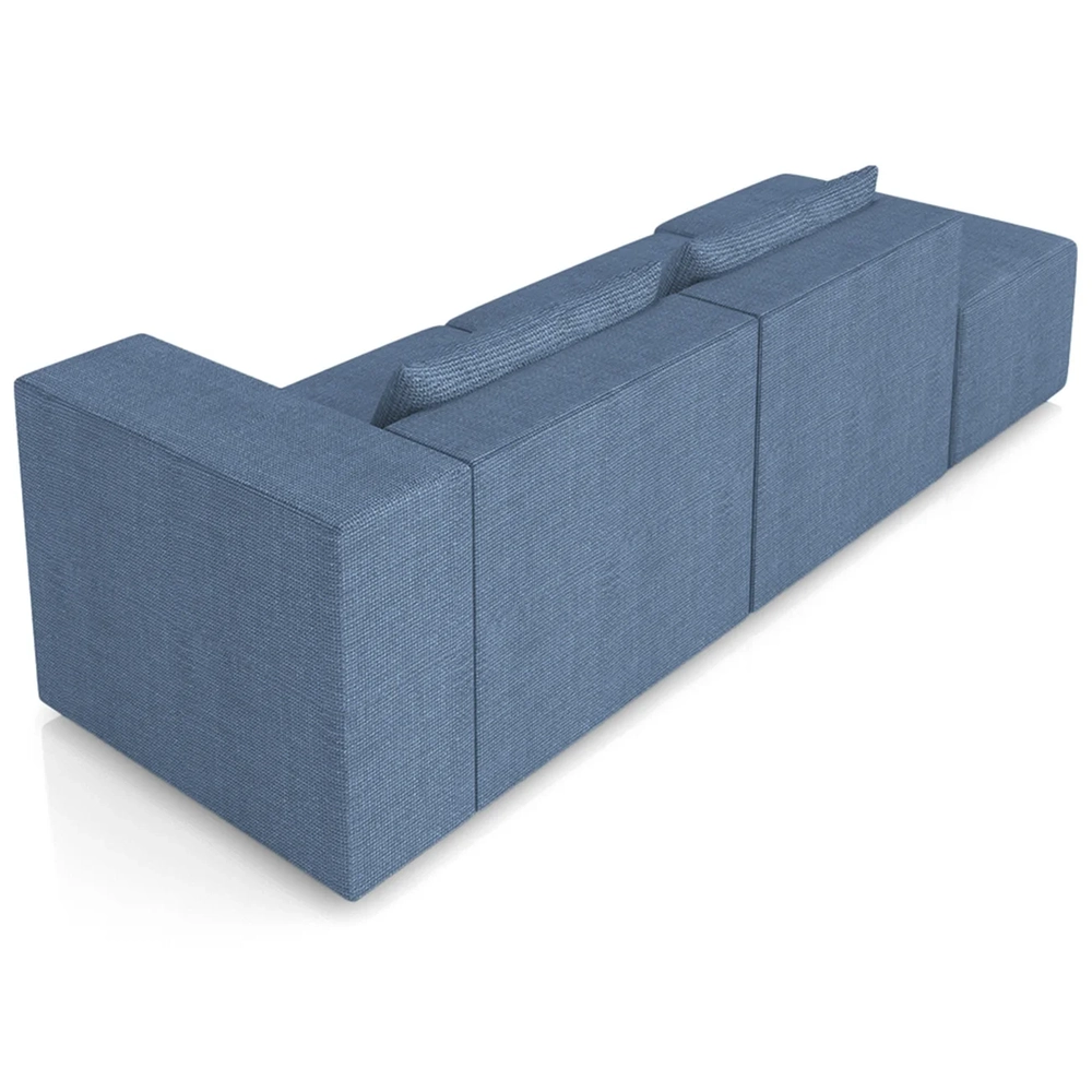 Sofá 4 Lugares 283cm Com Puff Esquerdo Fay Linho Azul Z55 - Mpozenato