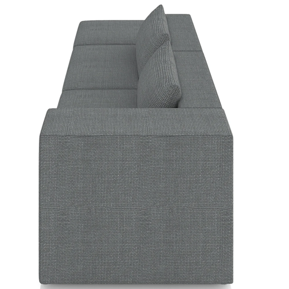 Sofá 4 Lugares 303cm Com Puff Esquerdo Fay Linho Grafite Z55 - Mpozenato