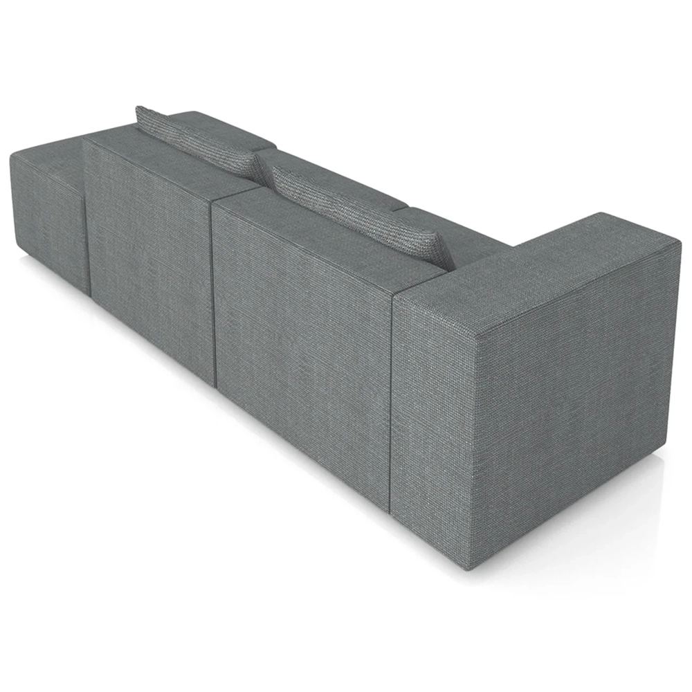 Sofá 5 Lugares 343cm Com Puff Direito Fay Linho Grafite Z55 - Mpozenato