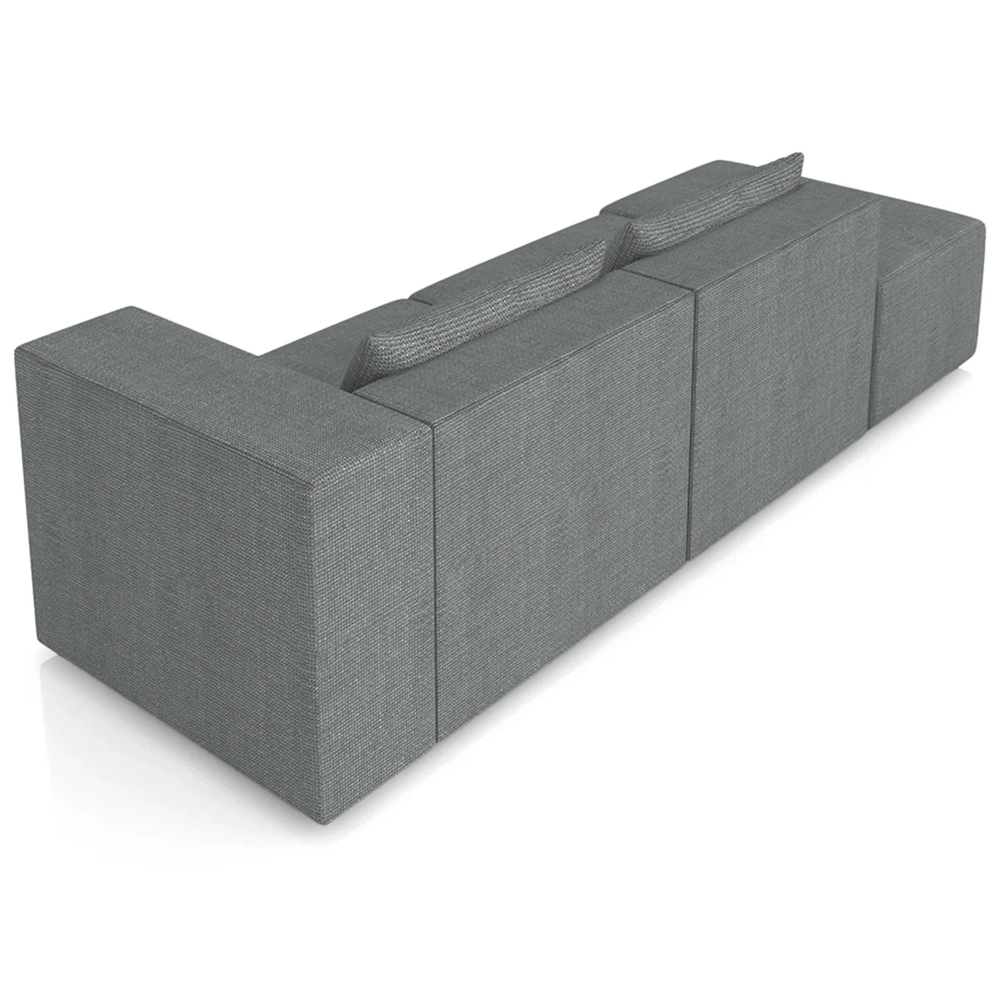 Sofá 5 Lugares 363cm Com Puff Esquerdo Fay Linho Grafite Z55 - Mpozenato