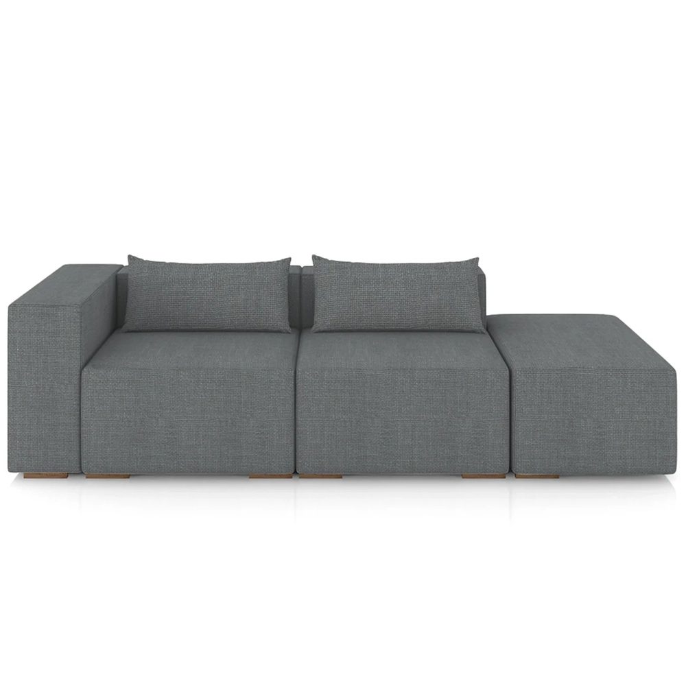 Sofá 4 Lugares 323cm Com Puff Direito Fay Linho Grafite Z55 - Mpozenato