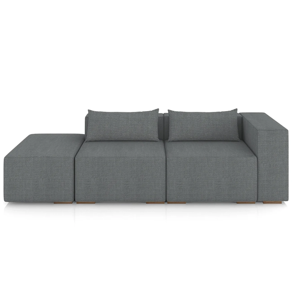 Sofá 4 Lugares 323cm Com Puff Esquerdo Fay Linho Grafite Z55 - Mpozenato