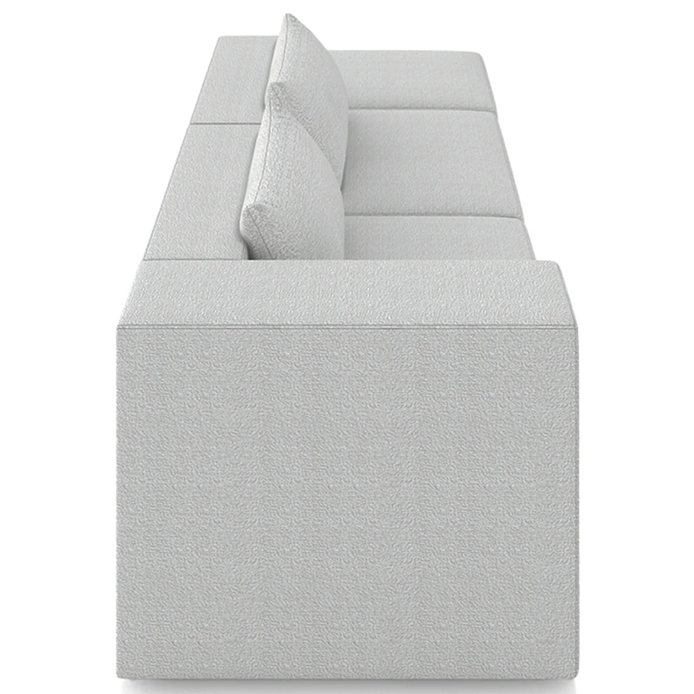 Sofá 4 Lugares 323cm Com Puff Direito Fay Bouclê Cinza Z55 - Mpozenato