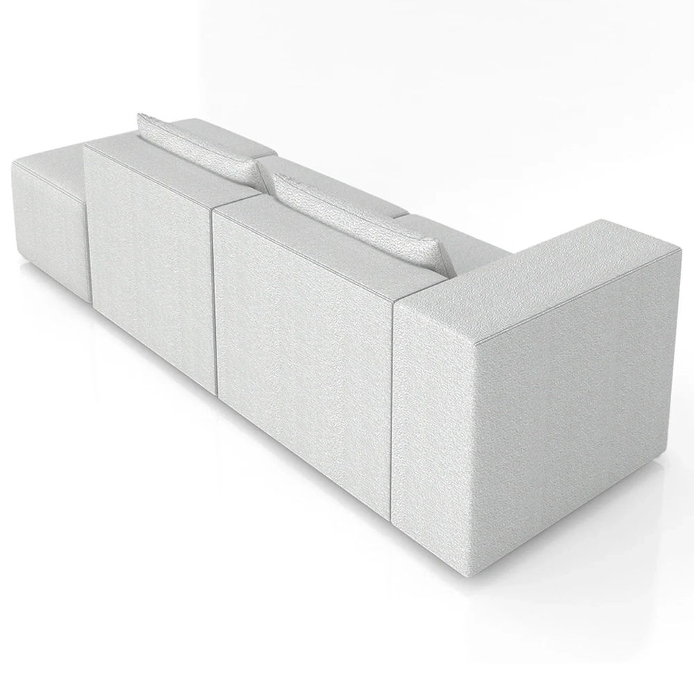 Sofá 5 Lugares 363cm Com Puff Direito Fay Bouclê Cinza Z55 - Mpozenato