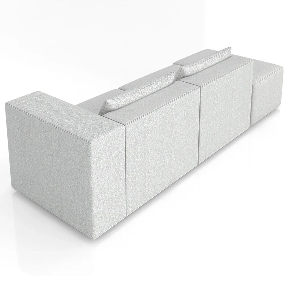 Sofá 4 Lugares 323cm Com Puff Esquerdo Fay Bouclê Cinza Z55 - Mpozenato